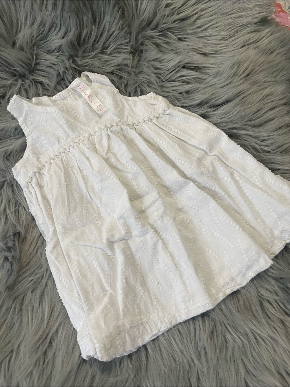 Cherokee White Textured Sleeveless Baby Dress 12M Classic Item #2771